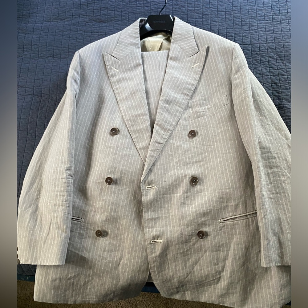 KENT WANG LIGHT GREY PINSTRIPE SUIT